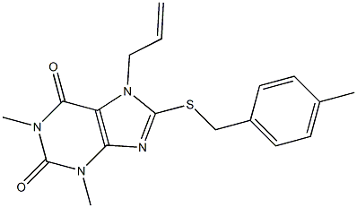 7-allyl-1,3-dimethyl-8-[(4-methylbenzyl)sulfanyl]-3,7-dihydro-1H-purine-2,6-dione Struktur