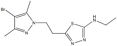 5-[2-(4-bromo-3,5-dimethyl-1H-pyrazol-1-yl)ethyl]-N-ethyl-1,3,4-thiadiazol-2-amine Struktur