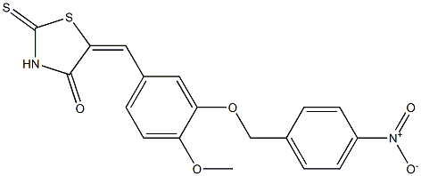 5-[3-({4-nitrobenzyl}oxy)-4-methoxybenzylidene]-2-thioxo-1,3-thiazolidin-4-one Structure