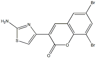 3-(2-amino-1,3-thiazol-4-yl)-6,8-dibromo-2H-chromen-2-one Struktur