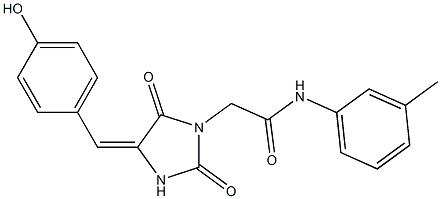 2-[4-(4-hydroxybenzylidene)-2,5-dioxo-1-imidazolidinyl]-N-(3-methylphenyl)acetamide Struktur