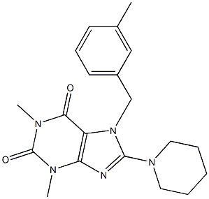 1,3-dimethyl-7-(3-methylbenzyl)-8-(1-piperidinyl)-3,7-dihydro-1H-purine-2,6-dione Struktur