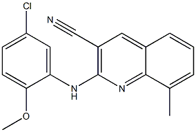 2-(5-chloro-2-methoxyanilino)-8-methyl-3-quinolinecarbonitrile Struktur