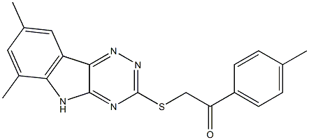 2-[(6,8-dimethyl-5H-[1,2,4]triazino[5,6-b]indol-3-yl)sulfanyl]-1-(4-methylphenyl)ethanone Struktur