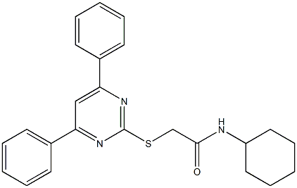 N-cyclohexyl-2-[(4,6-diphenyl-2-pyrimidinyl)sulfanyl]acetamide Struktur