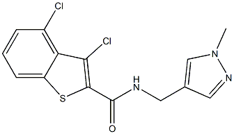 3,4-dichloro-N-[(1-methyl-1H-pyrazol-4-yl)methyl]-1-benzothiophene-2-carboxamide Struktur