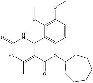 cycloheptyl 4-(2,3-dimethoxyphenyl)-6-methyl-2-oxo-1,2,3,4-tetrahydro-5-pyrimidinecarboxylate Struktur