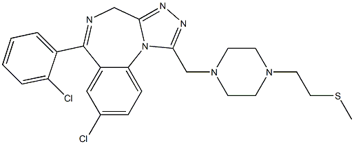 2-(4-{[8-chloro-6-(2-chlorophenyl)-4H-[1,2,4]triazolo[4,3-a][1,4]benzodiazepin-1-yl]methyl}-1-piperazinyl)ethyl methyl sulfide Struktur