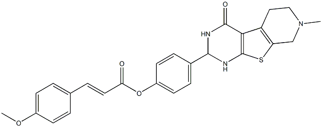 4-(7-methyl-4-oxo-1,2,3,4,5,6,7,8-octahydropyrido[4',3':4,5]thieno[2,3-d]pyrimidin-2-yl)phenyl 3-(4-methoxyphenyl)acrylate Struktur