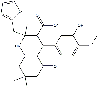 tetrahydro-2-furanylmethyl 4-(3-hydroxy-4-methoxyphenyl)-2,7,7-trimethyl-5-oxo-1,4,5,6,7,8-hexahydro-3-quinolinecarboxylate Struktur