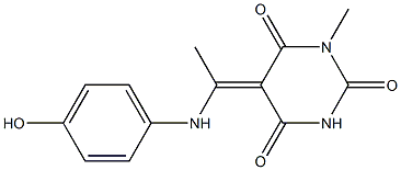 5-[1-(4-hydroxyanilino)ethylidene]-1-methyl-2,4,6(1H,3H,5H)-pyrimidinetrione Struktur