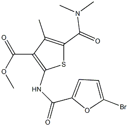 methyl 2-[(5-bromo-2-furoyl)amino]-5-[(dimethylamino)carbonyl]-4-methyl-3-thiophenecarboxylate Struktur