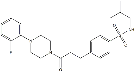 4-{3-[4-(2-fluorophenyl)-1-piperazinyl]-3-oxopropyl}-N-isobutylbenzenesulfonamide Struktur