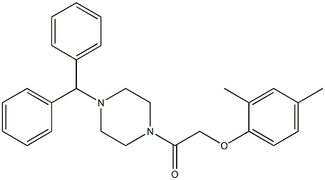 1-(4-benzhydryl-1-piperazinyl)-2-(2,4-dimethylphenoxy)-1-ethanone Struktur