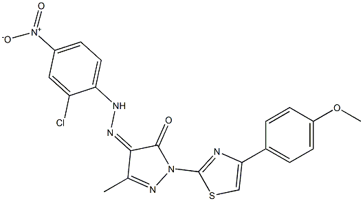 1-[4-(4-methoxyphenyl)-1,3-thiazol-2-yl]-3-methyl-1H-pyrazole-4,5-dione 4-[N-(2-chloro-4-nitrophenyl)hydrazone] Struktur