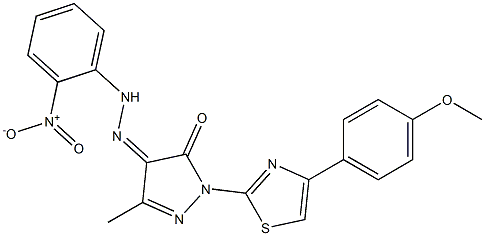 1-[4-(4-methoxyphenyl)-1,3-thiazol-2-yl]-3-methyl-1H-pyrazole-4,5-dione 4-[N-(2-nitrophenyl)hydrazone] Struktur