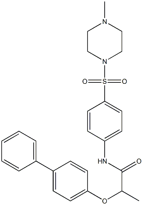 2-([1,1'-biphenyl]-4-yloxy)-N-{4-[(4-methyl-1-piperazinyl)sulfonyl]phenyl}propanamide Struktur