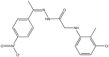 2-(3-chloro-2-methylanilino)-N'-[(Z)-1-(4-nitrophenyl)ethylidene]acetohydrazide Struktur