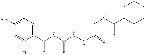 2,4-dichloro-N-[(2-{2-[(cyclohexylcarbonyl)amino]acetyl}hydrazino)carbothioyl]benzamide Struktur