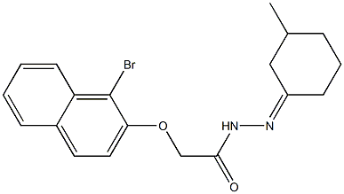 2-[(1-bromo-2-naphthyl)oxy]-N'-(3-methylcyclohexylidene)acetohydrazide Struktur