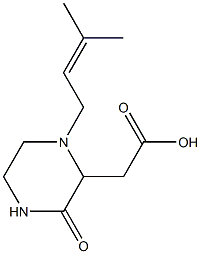 2-[1-(3-methyl-2-butenyl)-3-oxo-2-piperazinyl]acetic acid Struktur