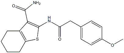 2-{[2-(4-methoxyphenyl)acetyl]amino}-4,5,6,7-tetrahydro-1-benzothiophene-3-carboxamide Struktur