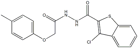 3-chloro-N'-[2-(4-methylphenoxy)acetyl]-1-benzothiophene-2-carbohydrazide Struktur