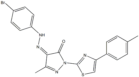 3-methyl-1-[4-(4-methylphenyl)-1,3-thiazol-2-yl]-1H-pyrazole-4,5-dione 4-[N-(4-bromophenyl)hydrazone] Struktur