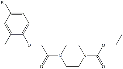 ethyl 4-[2-(4-bromo-2-methylphenoxy)acetyl]-1-piperazinecarboxylate Struktur