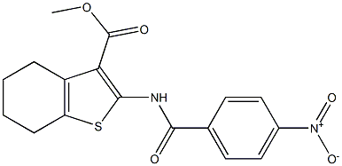 methyl 2-[(4-nitrobenzoyl)amino]-4,5,6,7-tetrahydro-1-benzothiophene-3-carboxylate Struktur