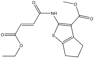 methyl 2-{[(E)-4-ethoxy-4-oxo-2-butenoyl]amino}-5,6-dihydro-4H-cyclopenta[b]thiophene-3-carboxylate Struktur