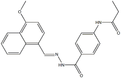 N-[4-({2-[(E)-(4-methoxy-1-naphthyl)methylidene]hydrazino}carbonyl)phenyl]propanamide Struktur