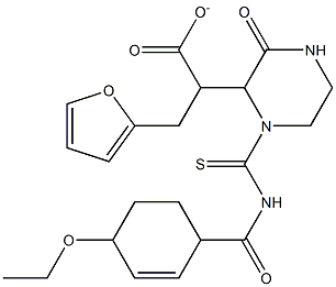 tetrahydro-2-furanylmethyl 2-(1-{[(4-ethoxybenzoyl)amino]carbothioyl}-3-oxo-2-piperazinyl)acetate Struktur