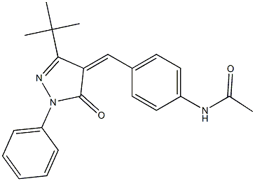 N-(4-{[3-(tert-butyl)-5-oxo-1-phenyl-1,5-dihydro-4H-pyrazol-4-yliden]methyl}phenyl)acetamide Struktur