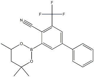 5-(Trifluoromethyl)-3-(4,4,6-trimethyl-1,3,2-dioxaborinan-2-yl)-1,1-biphenyl-4-carbonitrile Struktur