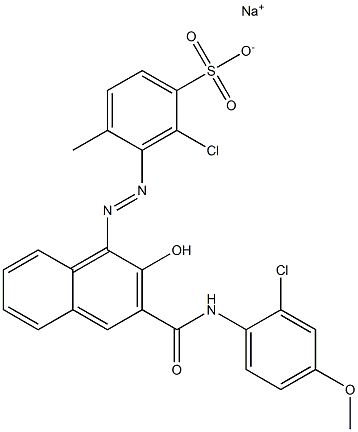 2-Chloro-4-methyl-3-[[3-[[(2-chloro-4-methoxyphenyl)amino]carbonyl]-2-hydroxy-1-naphtyl]azo]benzenesulfonic acid sodium salt Struktur