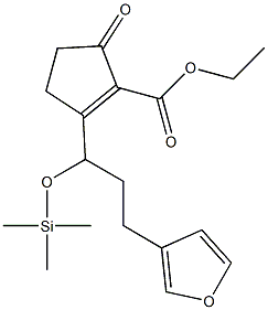 5-Oxo-2-[1-trimethylsilyloxy-3-(3-furyl)propyl]-1-cyclopentene-1-carboxylic acid ethyl ester Struktur