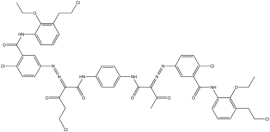 3,3'-[2-(Chloromethyl)-1,4-phenylenebis[iminocarbonyl(acetylmethylene)azo]]bis[N-[3-(2-chloroethyl)-2-ethoxyphenyl]-6-chlorobenzamide] Struktur