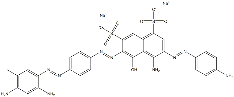 4-Amino-3-[(4-aminophenyl)azo]-6-[[4-[(2,4-diamino-5-methylphenyl)azo]phenyl]azo]-5-hydroxynaphthalene-1,7-disulfonic acid disodium salt Struktur