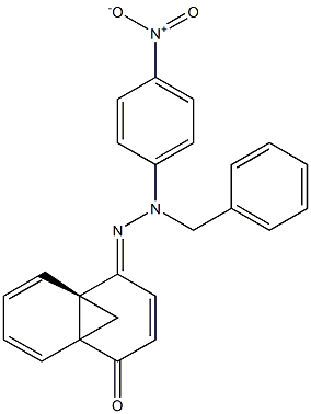 (4aS,4E)-4-[2-Benzyl-2-(4-nitrophenyl)hydrazono]-4a,8a-methanonaphthalene-1(4H)-one Struktur