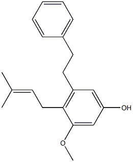 4-(3-Methyl-2-butenyl)-5-(2-phenylethyl)-3-methoxyphenol Struktur