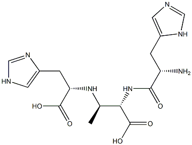 (2S,3R)-2-[(L-Histidyl)amino]-3-[[(1S)-2-(1H-imidazol-4-yl)-1-carboxyethyl]amino]butyric acid Struktur