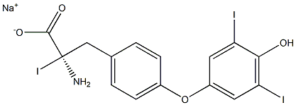 (R)-2-Amino-3-[4-(4-hydroxy-3,5-diiodophenoxy)phenyl]-2-iodopropanoic acid sodium salt Struktur