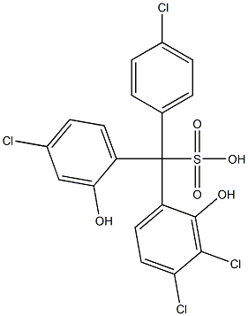 (4-Chlorophenyl)(4-chloro-2-hydroxyphenyl)(3,4-dichloro-2-hydroxyphenyl)methanesulfonic acid Struktur