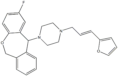 2-Fluoro-11-[4-[(E)-3-(2-furyl)-2-propenyl]-1-piperazinyl]-6,11-dihydrodibenz[b,e]oxepin Struktur