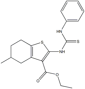 4,5,6,7-Tetrahydro-2-(3-phenylthioureido)-5-methylbenzo[b]thiophene-3-carboxylic acid ethyl ester Struktur