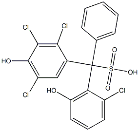 (2-Chloro-6-hydroxyphenyl)(2,3,5-trichloro-4-hydroxyphenyl)phenylmethanesulfonic acid Struktur