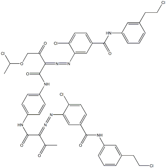 3,3'-[2-[(1-Chloroethyl)oxy]-1,4-phenylenebis[iminocarbonyl(acetylmethylene)azo]]bis[N-[3-(2-chloroethyl)phenyl]-4-chlorobenzamide] Struktur