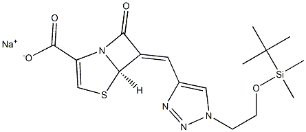 (5R,6Z)-6-[[1-[2-(tert-Butyldimethylsiloxy)ethyl]-1H-1,2,3-triazol-4-yl]methylene]-7-oxo-4-thia-1-azabicyclo[3.2.0]hept-2-ene-2-carboxylic acid sodium salt Struktur