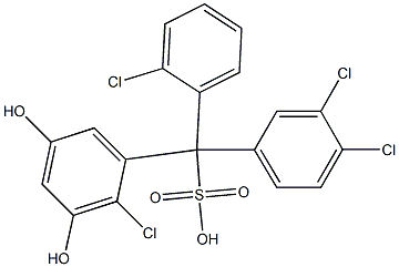 (2-Chlorophenyl)(3,4-dichlorophenyl)(2-chloro-3,5-dihydroxyphenyl)methanesulfonic acid Struktur